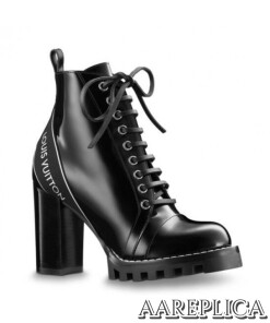Replica Louis Vuitton Black Leather Star Trail Ankle Boot