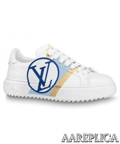 Replica Louis Vuitton White/Blue Time Out Sneakers