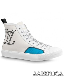Replica Louis Vuitton Tattoo Sneaker Boots In White Textile