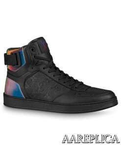Replica Louis Vuitton Rivoli Sneaker Boots In Black Monogram Leather