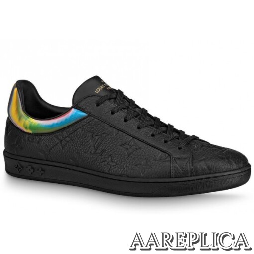 Replica Louis Vuitton Luxembourg Sneakers In Black Monogram Leather