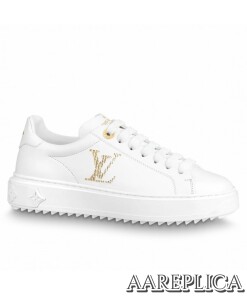 Replica Louis Vuitton Time Out Sneakers with Gold-glitter Signature
