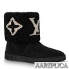 Replica Louis Vuitton Black Territory Flat Ranger Boots with Shearling 10