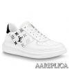 Replica Louis Vuitton White/Black LV Trainer Sneakers with #54 10
