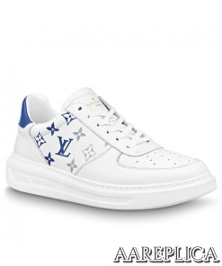 Replica Louis Vuitton White/Blue Beverly Hills Sneakers