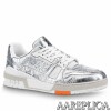Replica Louis Vuitton LV Trainer Sneakers In White/Grey Leather 10