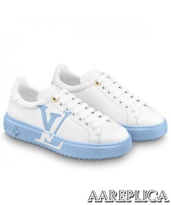 Replica Louis Vuitton White/Light Blue Time Out Sneakers