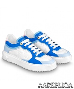 Replica Louis Vuitton Monogram Lambskin Time Out Sneakers Blue