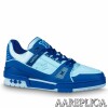 Replica Louis Vuitton LV Trainer Sneakers In Blue Denim with Mesh 9