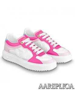Replica Louis Vuitton Monogram Lambskin Time Out Sneakers Pink