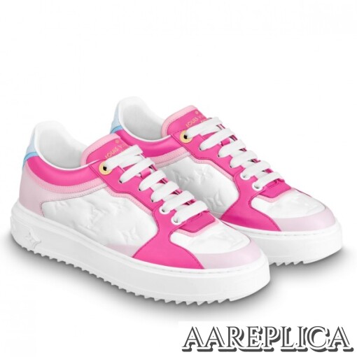 Replica Louis Vuitton Monogram Lambskin Time Out Sneakers Pink