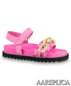 Replica Louis Vuitton Pink Paseo Flat Comfort Sandals