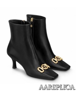 Replica Louis Vuitton Rotary Ankle Boots In Black Leather