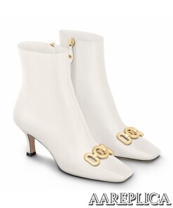 Replica Louis Vuitton Rotary Ankle Boots In White Leather