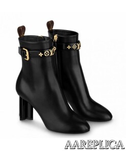 Replica Louis Vuitton Silhouette Ankle Boots In Black Leather