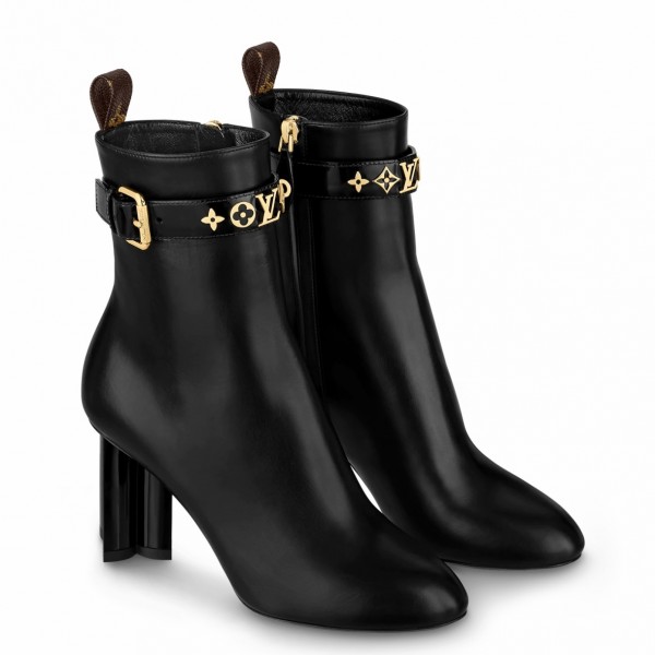 Louis Vuitton, Shoes, Louis Vuitton Silhouette Black Leather Suede  Monogram Logo Boot Sz 4
