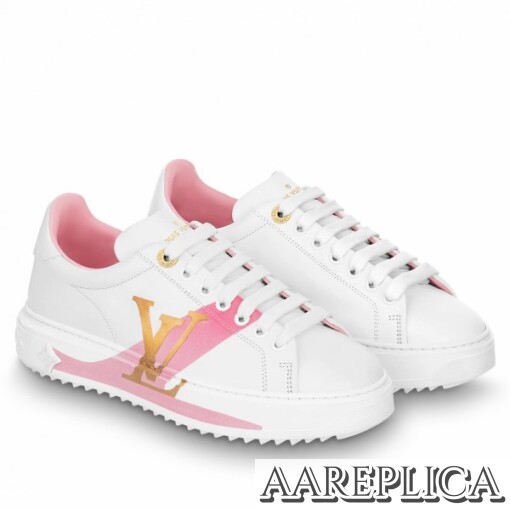 Replica Louis Vuitton Time Out Sneakers In Pink Printed Leather