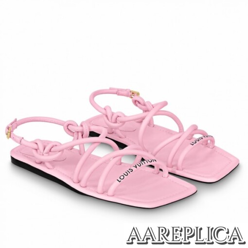 Replica Louis Vuitton Nova Flat Sandals In Pink Lambskin