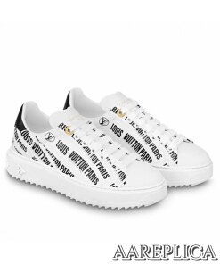 Replica Louis Vuitton Time Out Sneakers In Black Printed Leather