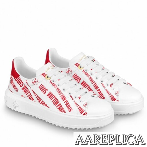 Replica Louis Vuitton Time Out Sneakers In Red Printed Leather