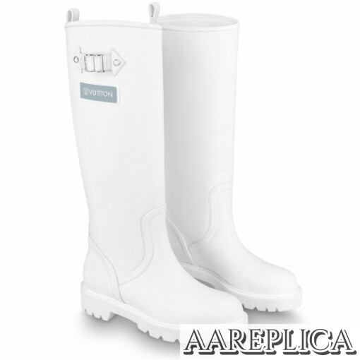 Replica Louis Vuitton Territory Flat High Boots In White Leather