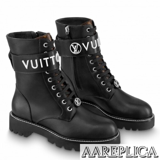Replica Louis Vuitton Territory Flat Ranger Boots In Black Leather