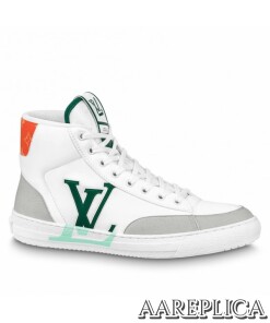 Replica Louis Vuitton White Charlie Sneaker Boots With Green Detail