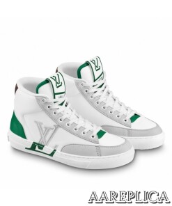 Replica Louis Vuitton White Charlie Sneaker Boots With Vert Detail