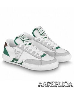 Replica Louis Vuitton Charlie Sneakers In White Leather With Vert Detail 2