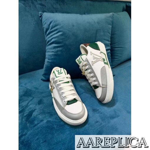 Replica Louis Vuitton Charlie Sneakers In White Leather With Vert Detail 3