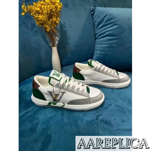 Replica Louis Vuitton Charlie Sneakers In White Leather With Vert Detail 4