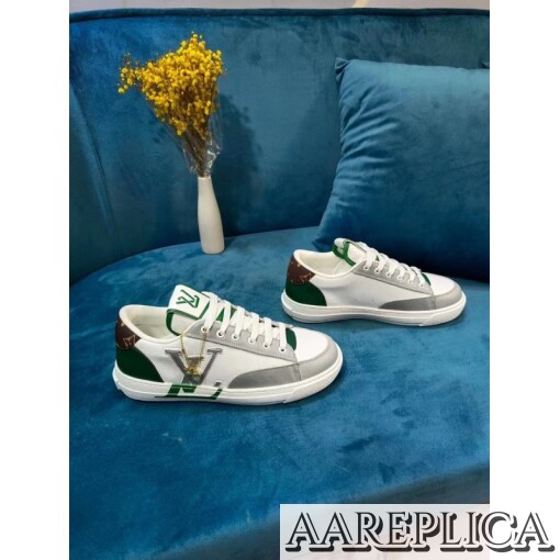 Replica Louis Vuitton Charlie Sneakers In White Leather With Vert Detail 5