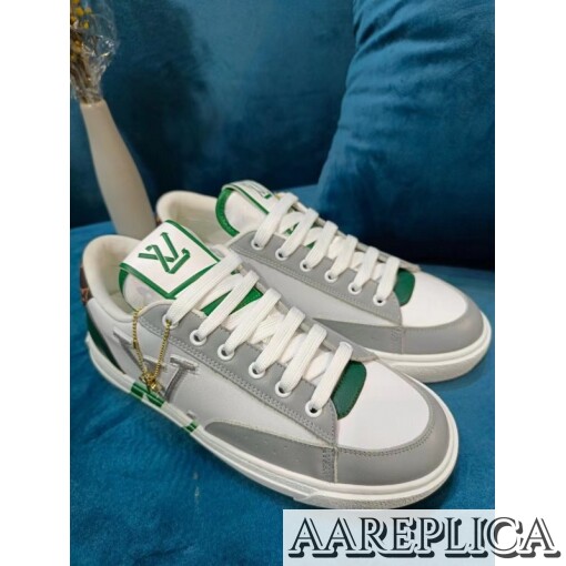 Replica Louis Vuitton Charlie Sneakers In White Leather With Vert Detail 7