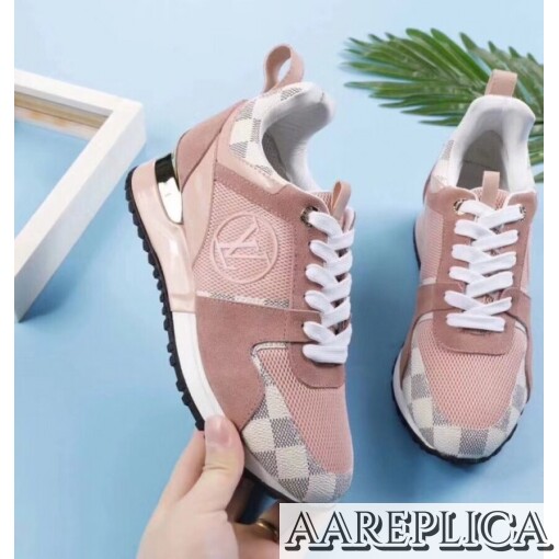Replica Louis Vuitton Pink Run Away Sneaker Damier Azur Canvas 6