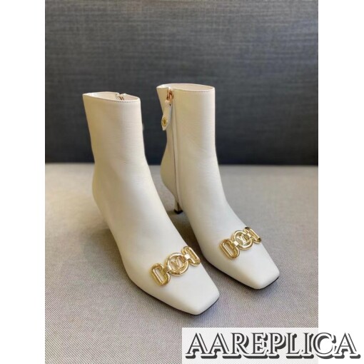 Replica Louis Vuitton Rotary Ankle Boots In White Leather 4