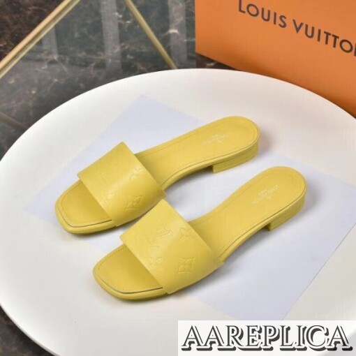 Replica Louis Vuitton Revival Flat Mules In Yellow Monogram Lambskin 2