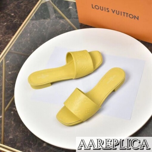 Replica Louis Vuitton Revival Flat Mules In Yellow Monogram Lambskin 4
