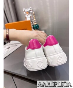 Replica Louis Vuitton Time Out Sneakers with Fuchsia Printed 2