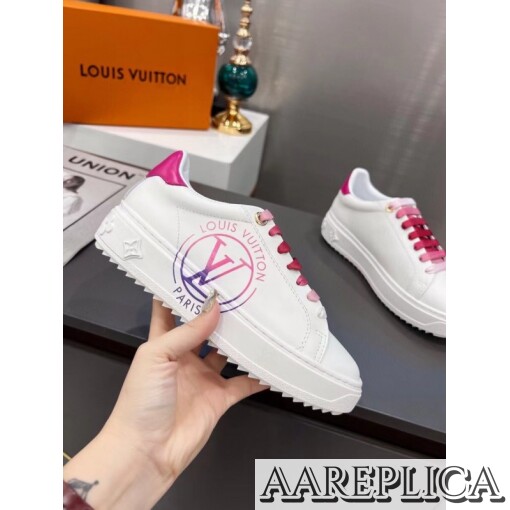 Replica Louis Vuitton Time Out Sneakers with Fuchsia Printed 4