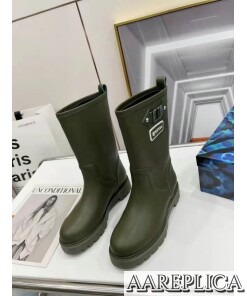 Replica Louis Vuitton Territory Flat Half Boots In Green Leather 2