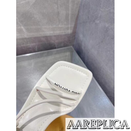 Replica Louis Vuitton Nova 55MM Sandals In White Lambskin 4