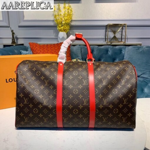 Replica Louis Vuitton Keepall Bandouli??re 50 Monogram Red M44740 3