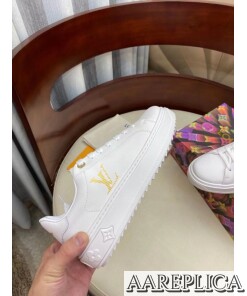 Replica Louis Vuitton Time Out Sneakers with Gold-glitter Signature 2