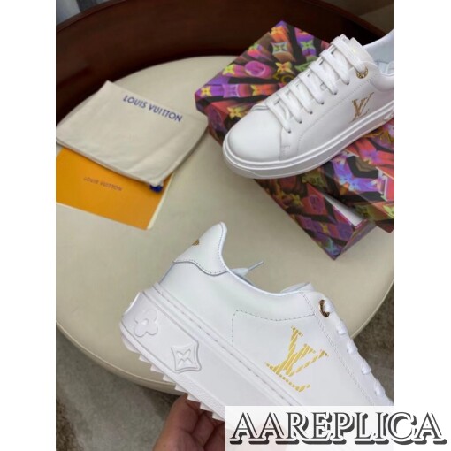 Replica Louis Vuitton Time Out Sneakers with Gold-glitter Signature 3