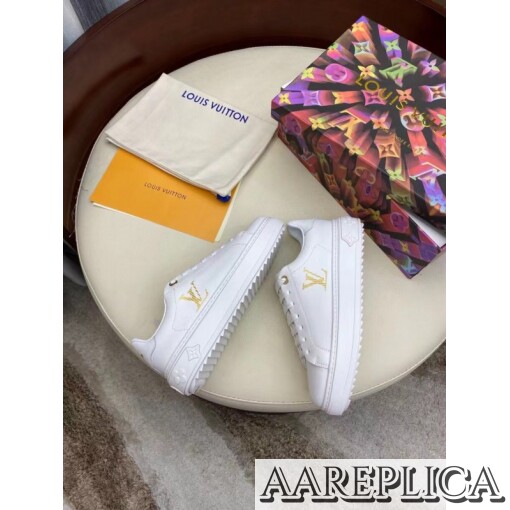 Replica Louis Vuitton Time Out Sneakers with Gold-glitter Signature 5