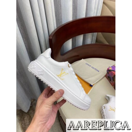 Replica Louis Vuitton Time Out Sneakers with Gold-glitter Signature 6