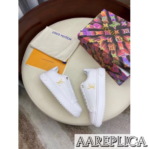 Replica Louis Vuitton Time Out Sneakers with Gold-glitter Signature 8