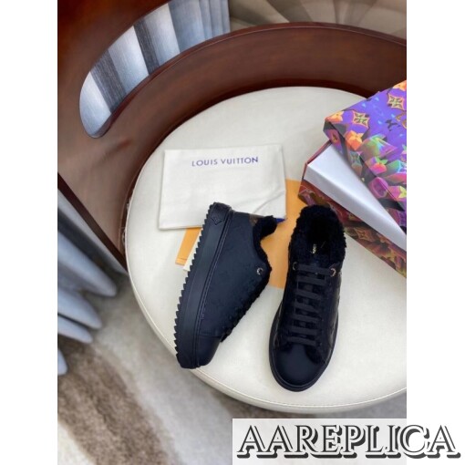 Replica Louis Vuitton Time Out Sneakers In Leather and Shearling 2