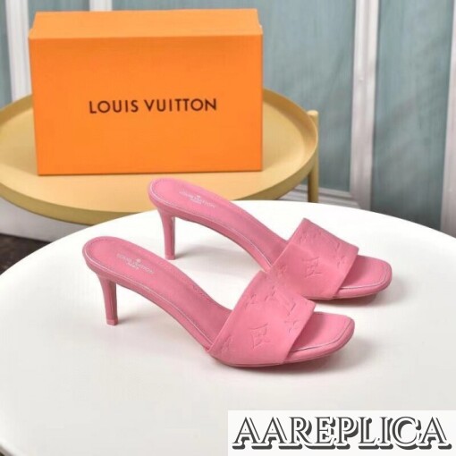 Replica Louis Vuitton Revival Mules 55mm In Pink Monogram Lambskin 5