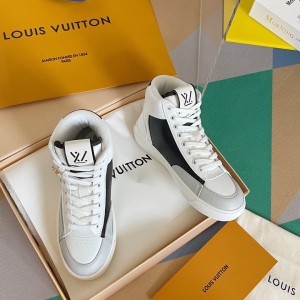 Replica Louis Vuitton White Charlie Sneaker Boots With Black Detail for  Sale